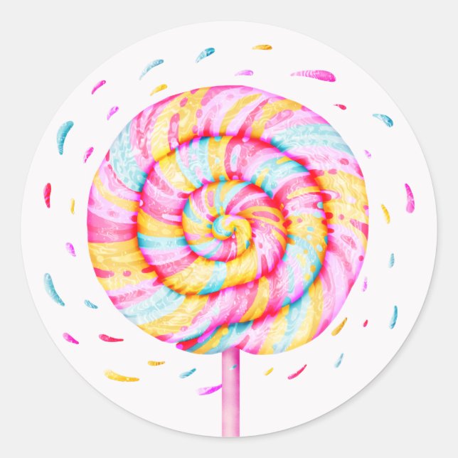 Lollipop Sweet Candy Caramel Drops Illustration Classic Round Sticker (Front)