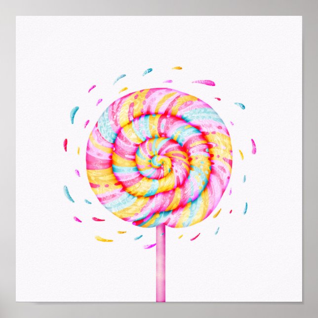 Lollipop Sweet Candy Illustration Poster (Front)