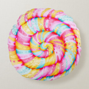Lollipop Sweet Candy Illustration Round Cushion