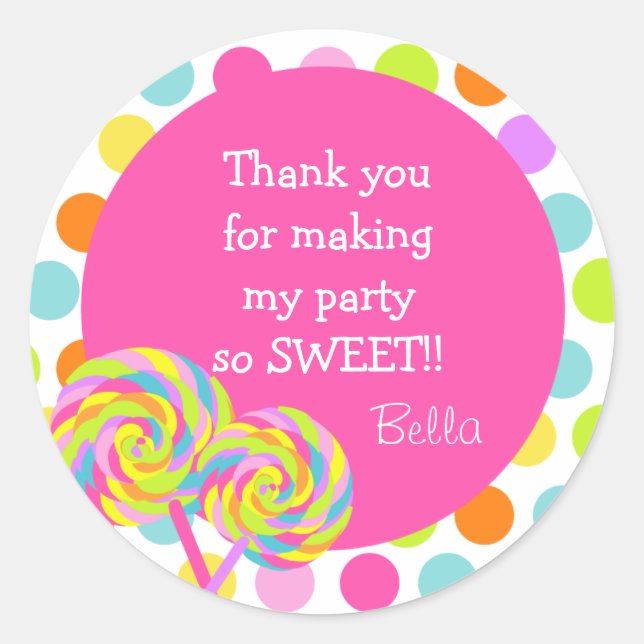 Lollipop Sweet Shoppe Favour Stickers (Front)