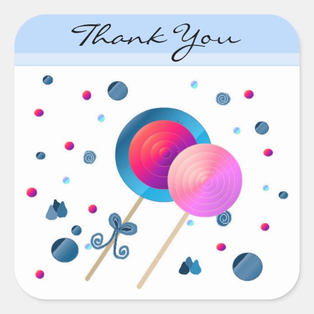 Lollipop Thank You Square Sticker (Front)