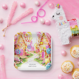 Lollipop Whimsical Candyland Birthday Paper Plate