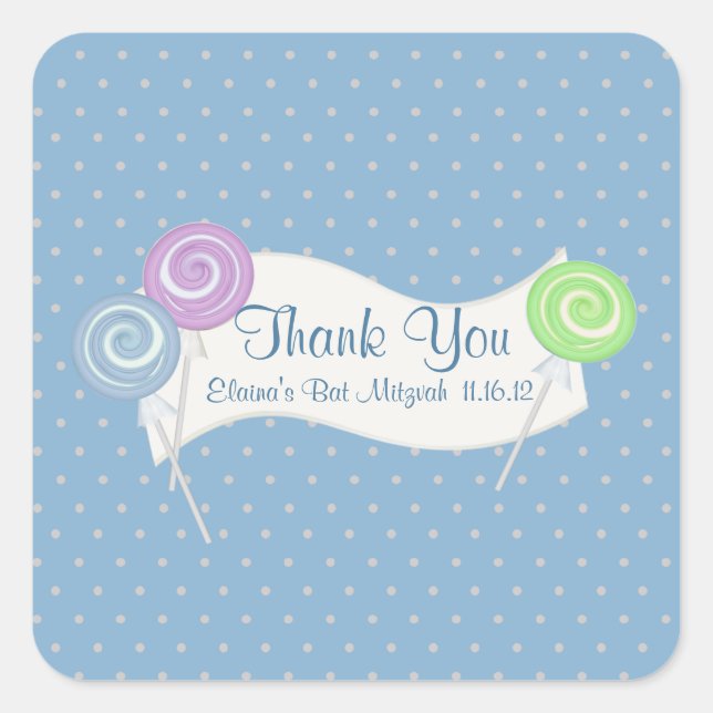 Lollipops and Polka Dots Square Sticker (Front)