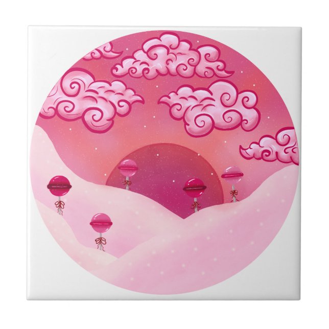Lollipops and pretty clouds ceramic tile (Front)