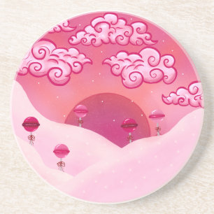 Lollipops and pretty clouds coaster
