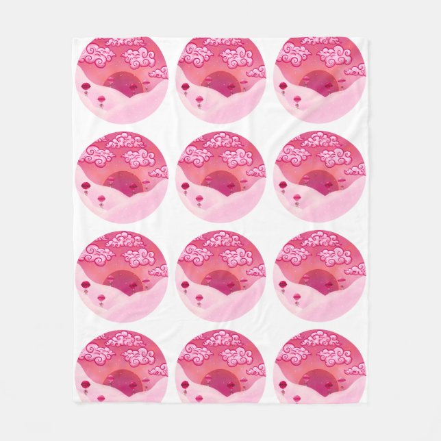 Lollipops and pretty clouds fleece blanket (Front)