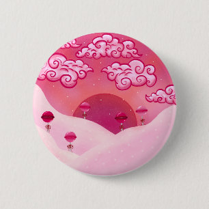 Lollipops and pretty clouds illustration 6 cm round badge