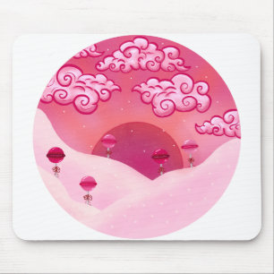 Lollipops and pretty clouds illustration mouse pad