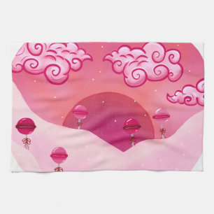 Lollipops and pretty clouds tea towel