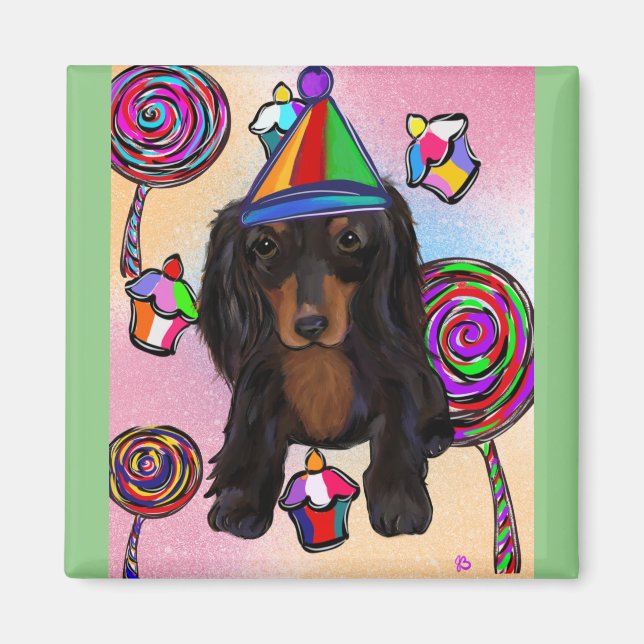 Lollipops Black Doxie Magnet (Front)