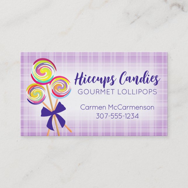 lollipops candy maker baking business card pink (Front)