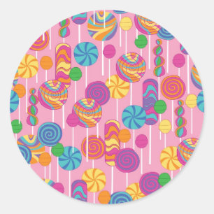Lollipops Candy Pattern Classic Round Sticker