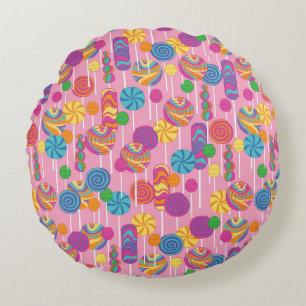 Lollipops Candy Pattern Round Cushion