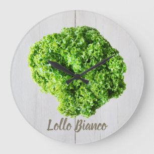 Lollo Bianco Salad lettuce leaves for Vegans Large Clock