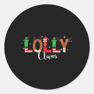 Lolly Claus Christmas Matching Shirts For Family G Classic Round Sticker
