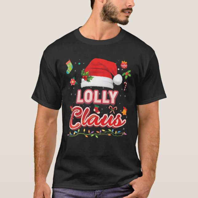 Lolly Claus Matching Family Christmas Santa Pajama T-Shirt (Front)