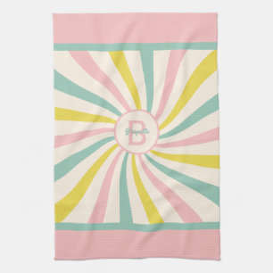 'Lollypop Vibes', retro monogram Tea Towel