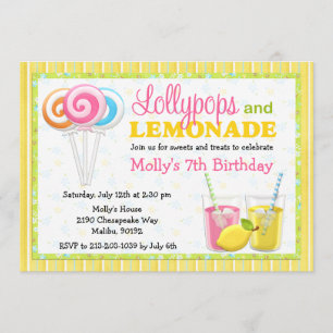 Lollypops and Lemonade Birthday Party Invitation