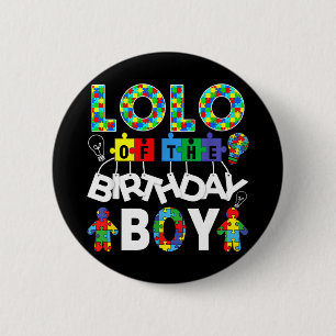 Lolo of the bday boy autism awareness puzzle piece 6 cm round badge