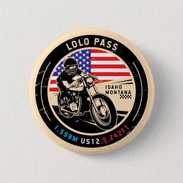 Lolo Pass Idaho Motorcycle 6 Cm Round Badge (Front)