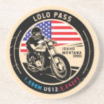 Lolo Pass Idaho Motorcycle Coaster<br><div class="desc">Lolo Pass done in a vintage,  distressed style emblem. It is a famous scenic drive found in Idaho and Montana.</div>