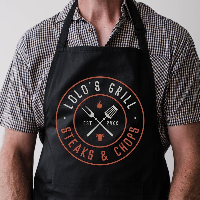 Lolo's Grill Personalised Grandpa BBQ Grilling Apron (Creator Uploaded)