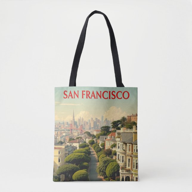 Lombard Street, San Francisco | Vintage Retro  Tote Bag (Front)