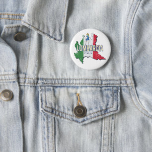 Lombardy Italy Retro Region Map Vintage Souvenir 6 Cm Round Badge