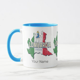 Lombardy Italy Retro Region Map Vintage Souvenir Mug