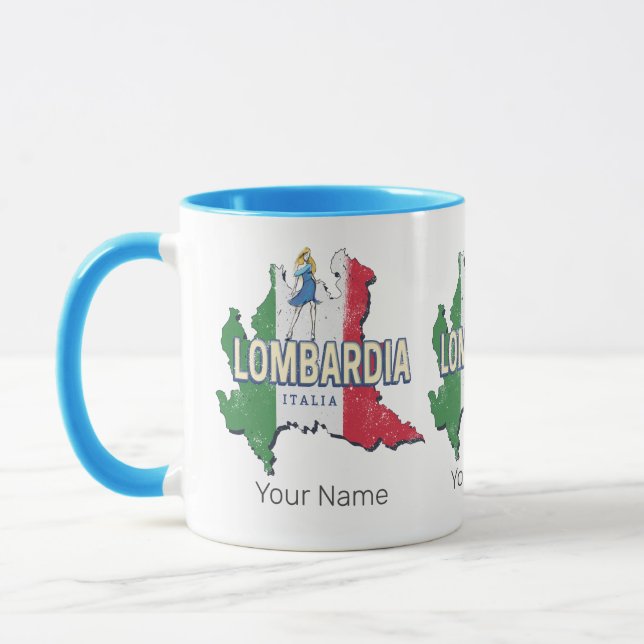 Lombardy Italy Retro Region Map Vintage Souvenir Mug (Left)