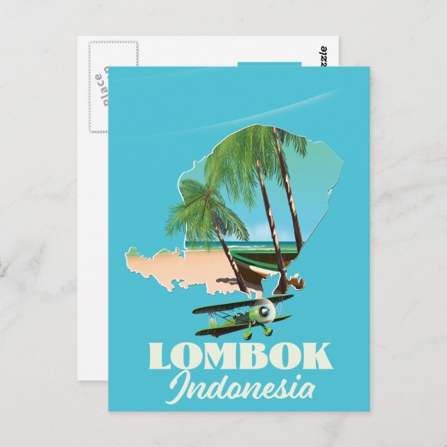 Lombok Indonesia map Postcard (Front/Back)