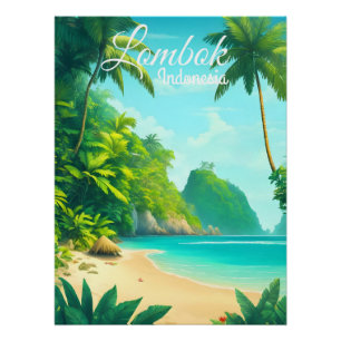 Lombok Indonesia Travel Poster