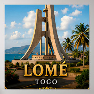 Lomé Atlantic Waterfront and Independence Monument Poster