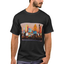 London 2 skyline collage mens t-shirt