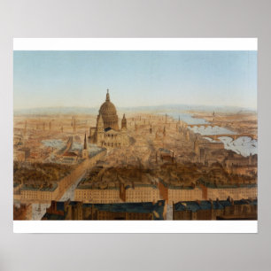 London: a bird's eye view of St. Paul's and the Ri Poster