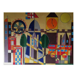 London Acrylic cubism inspired Poster