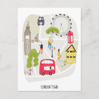 London Artsy Map Landmarks Characters Stylish