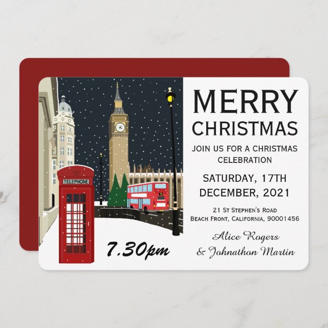 London At Christmas Christmas Party Invitation (Front/Back)