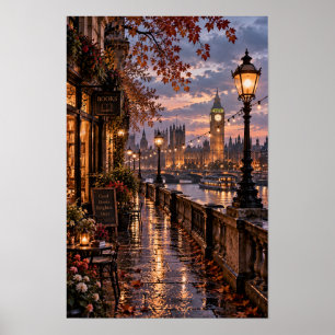 London Big Ben Autumn Riverside Wall Art