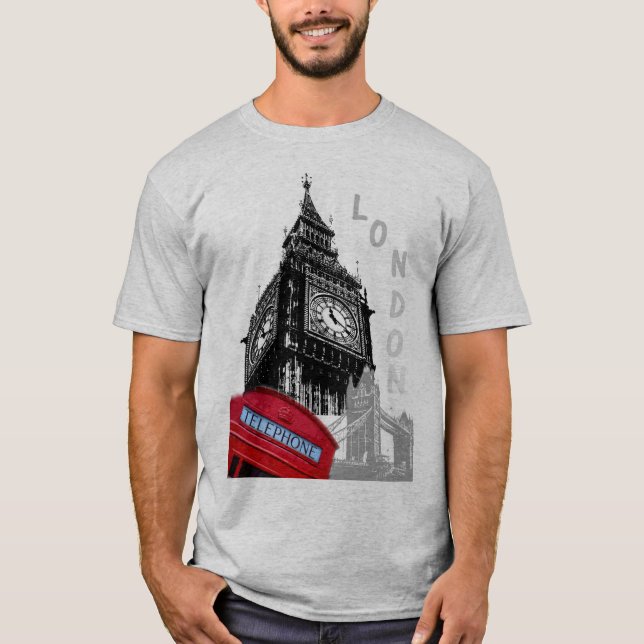 London Big Ben Clock Tower Modern Pop Art Elegant T-Shirt (Front)