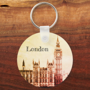 London & Big Ben Clock, Westminster / vintage UK Key Ring