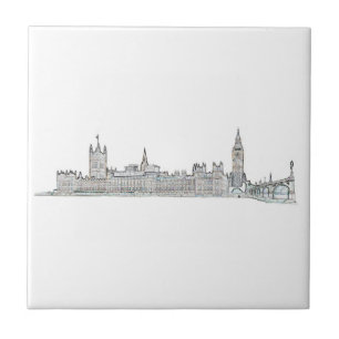 London Big Ben Great Britain Sketch Ceramic Tile