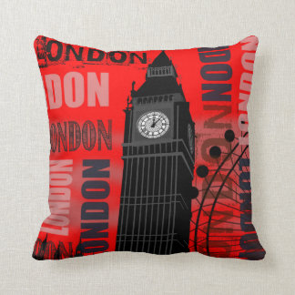 London Big Ben Red Throw Pillow