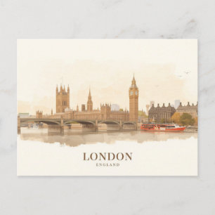 London Big Ben Thames Minimalist Postcard