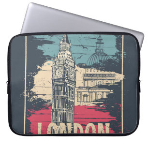 London Big Ben: Typography Poster Laptop Sleeve