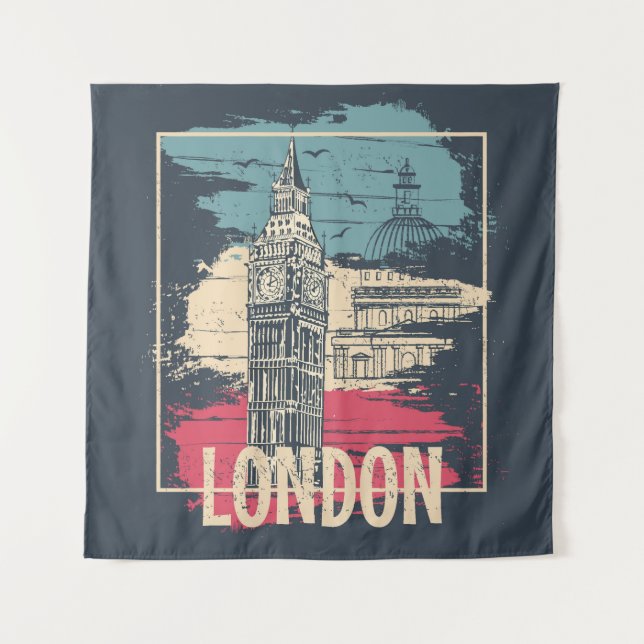 London Big Ben: Typography Poster Tapestry (Front)