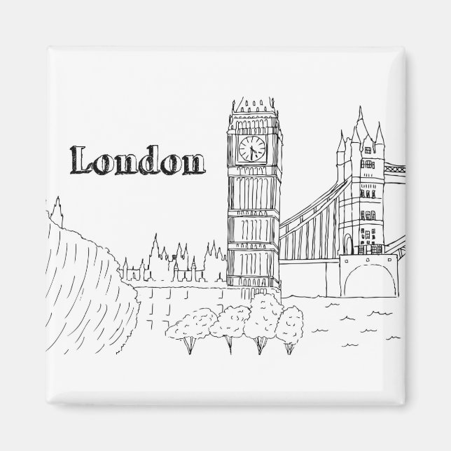 London Big Ben Vacation Drawing Vacation Art Trave Magnet (Front)