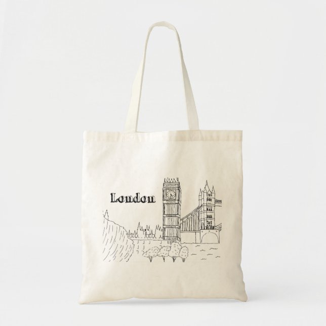 London Big Ben Vacation Drawing Vacation Art Trave Tote Bag (Front)