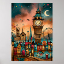London Big Ben Whimsical Cityscape
