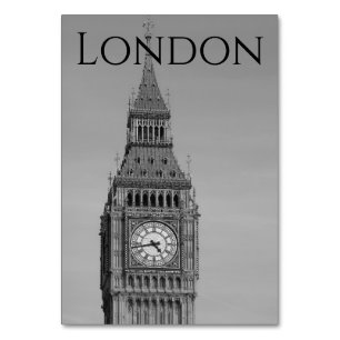 London Black and White Big Ben Wedding Table Number